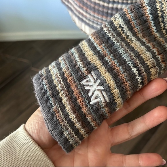 PXG Women’s Open Knit Striped Cardigan in Multi Gray Sz L - Picture 10 of 12